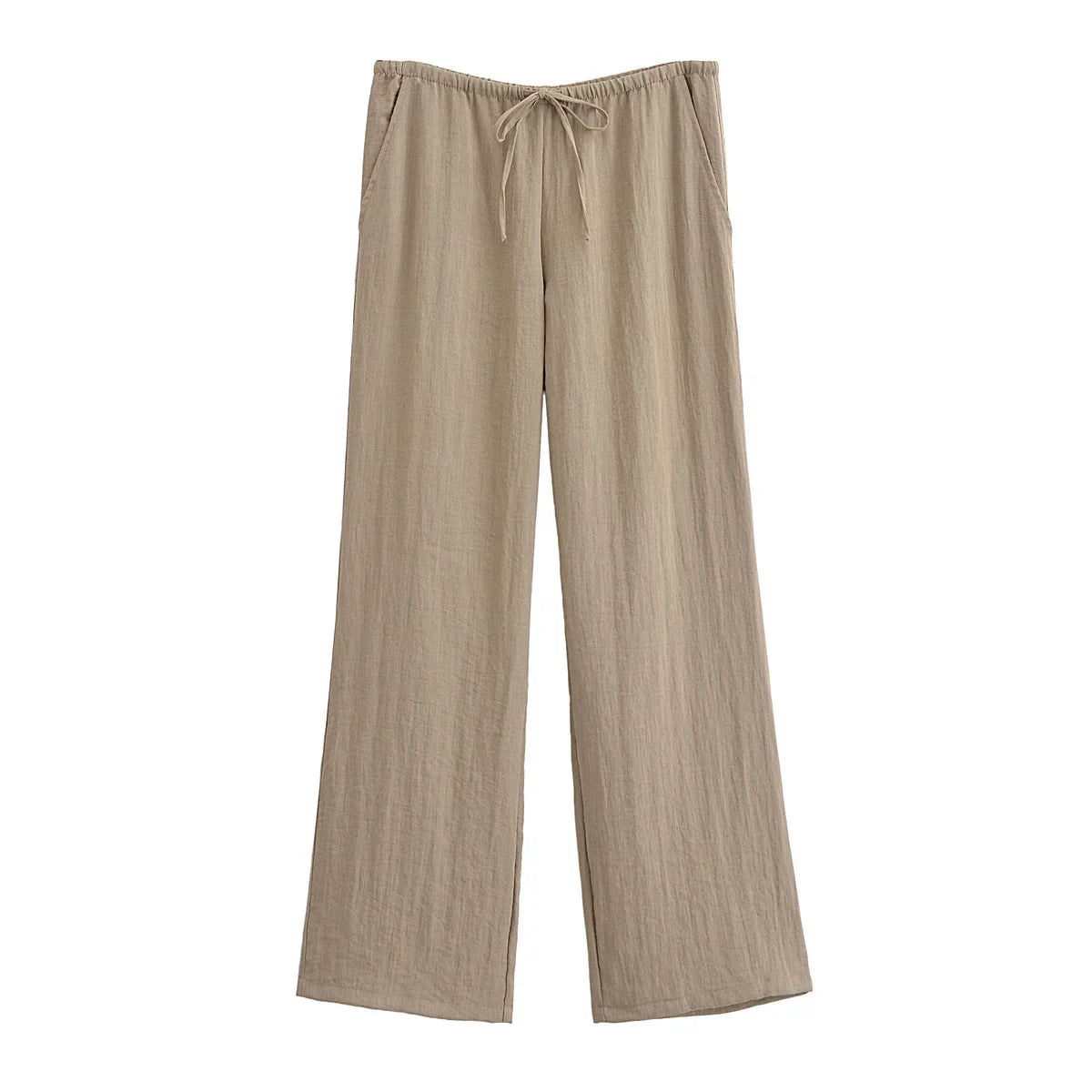 חליפת פשתן שני חלקים חולצת קשירה ומכנסיים ארוכים - אווה