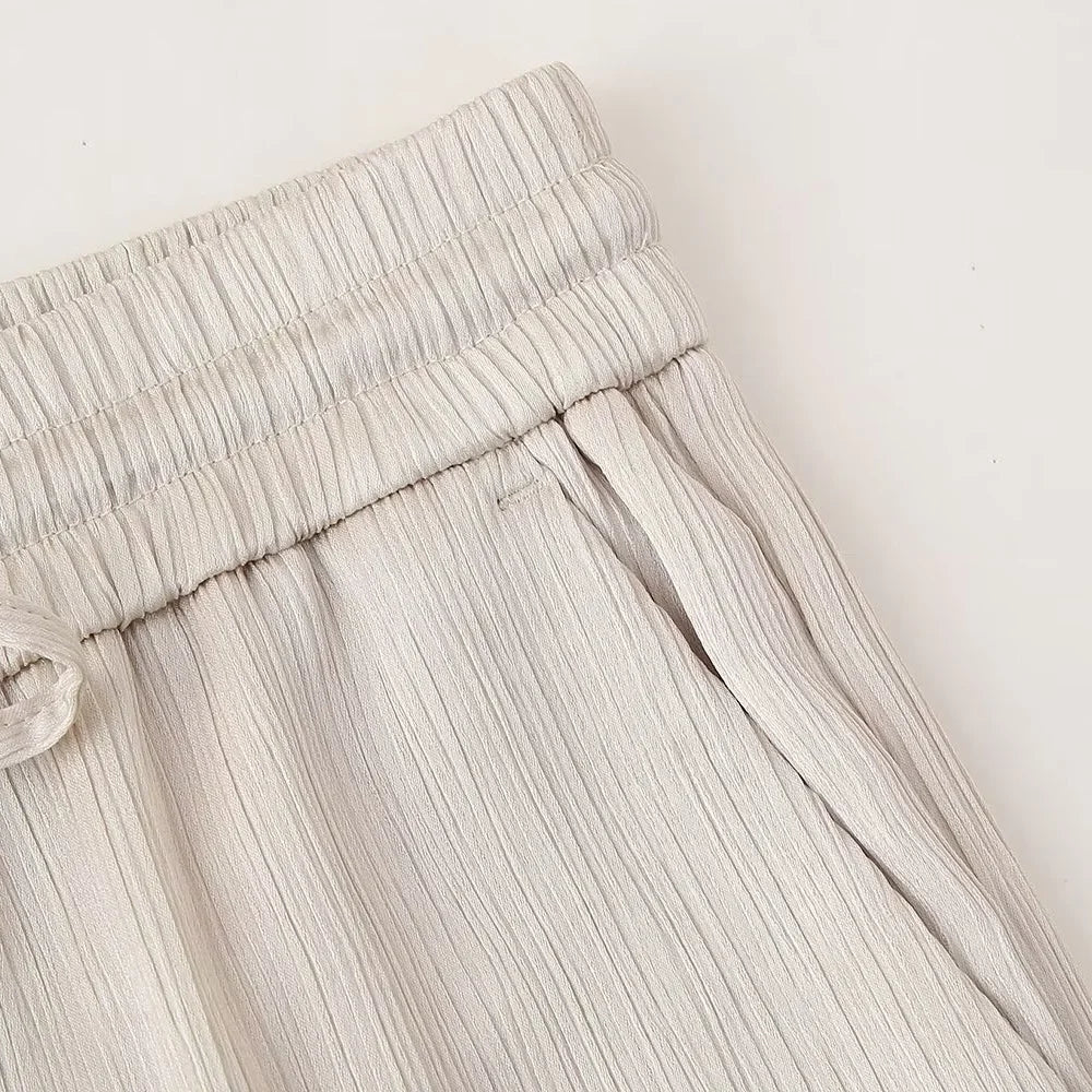 חליפת שני חלקים בד קרפ מבריק נעים מכנסיים ארוכים ובלייזר - ריקה