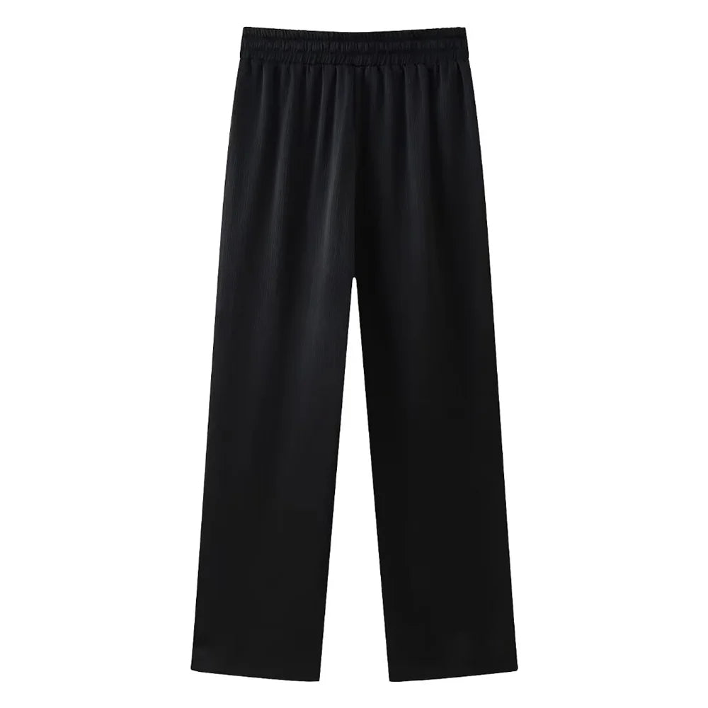 חליפת שני חלקים בד קרפ מבריק נעים מכנסיים ארוכים ובלייזר - ריקה