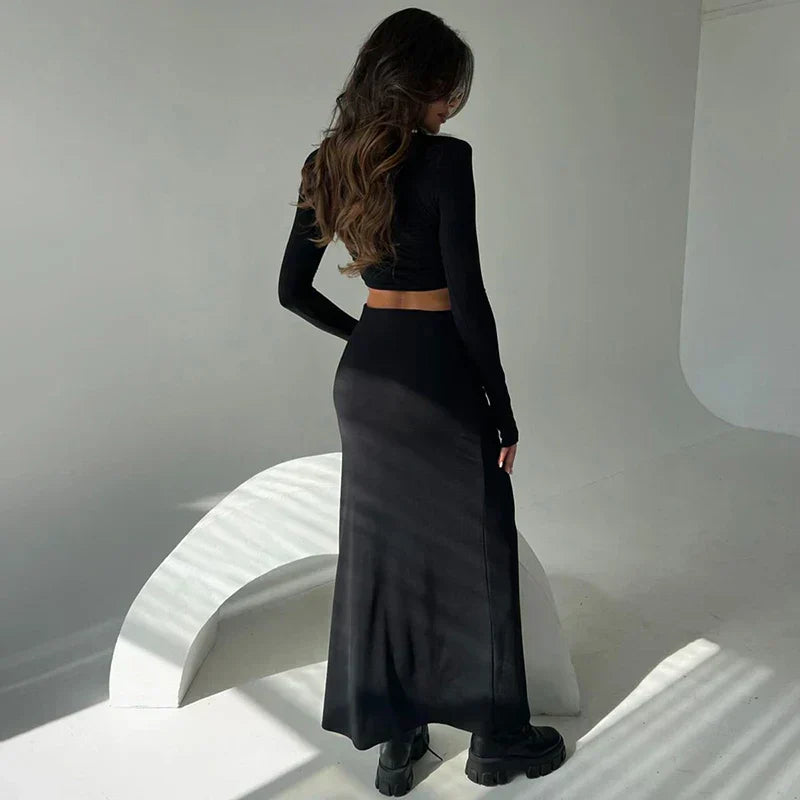 סט שני חלקים טופ וחצאית מקסי - באדי