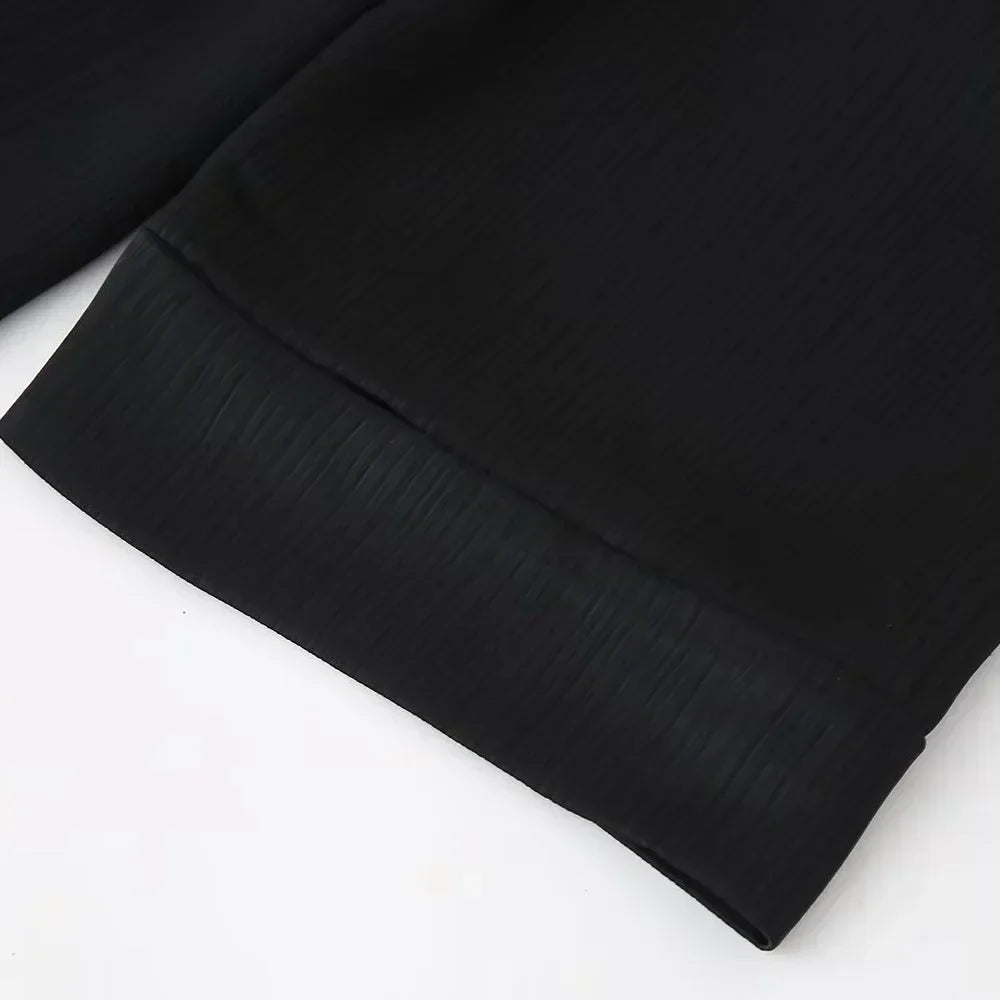 חליפת שני חלקים בד קרפ מבריק נעים מכנסיים ארוכים ובלייזר - ריקה