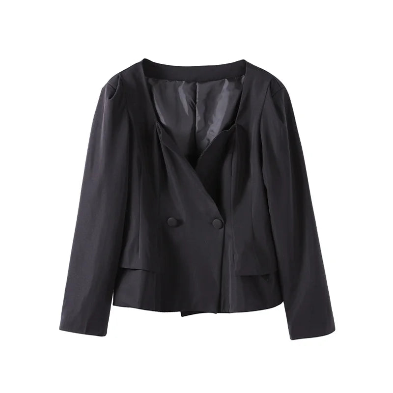 סט שני חלקים אלגנטי חצאית מידי ובלייזר בעיצוב מחויט ויוקרתי - PAS